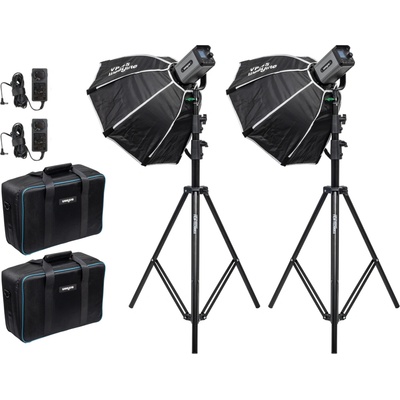 VILTROX Set 2x Weeylite Ninja 300 - COB LED světlo + 2x softbox, 2x stativ, 2x Bowens adaptér