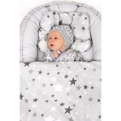 New Baby Luxusné hniezdočko s perinka bielo šedé hviezdičky