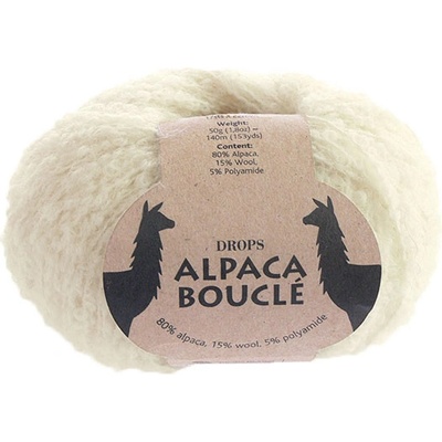 Příze DROPS Alpaca Bouclé uni colour 0100 - smetanová