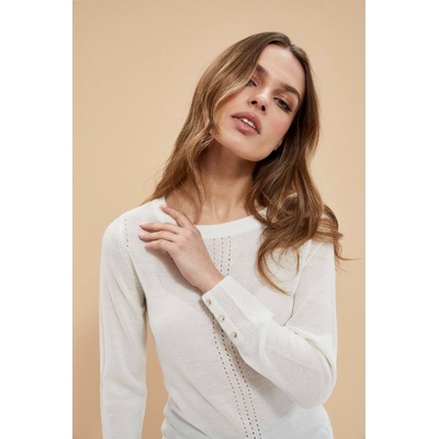 Moodo Перлен пуловер с дантелена decoration Moodo Moodo | Byal | ЖЕНИ | XS