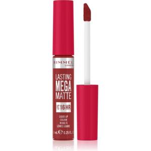 Rimmel Lasting Mega Matte леко течно матиращо червило 16 часа цвят Fire Starter 7, 4ml
