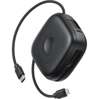 Външна батерия SWISSTEN Voltbox MagGO 10000 mAh с вграден кабел Lightning, USB-C, Черен (22013935)