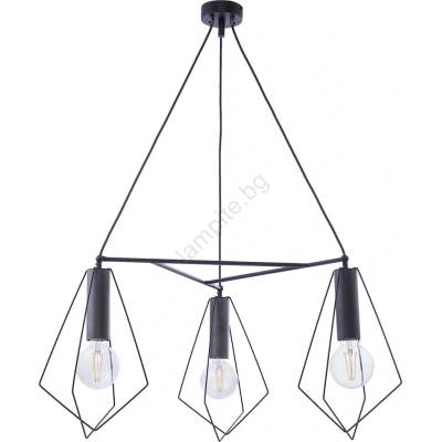 JUPITER 1646 - Полилей на въже KAIR 2xE27/60W/230V черна/графит (10701646)