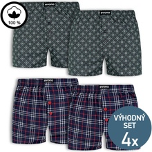 Knitva trenky set 4 kusů - 2x zelené + 2x modré káro