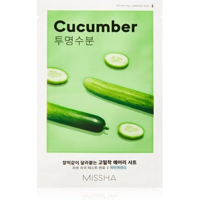 Missha Airy Fit Cucumber платнена маска с хидратиращ и ревитализиращ ефект за суха кожа 19 гр