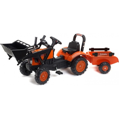 FALK Šlapací traktor 2065 Kubota s nakladačem a vlečkou