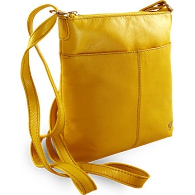Žltá dámska kožená zipsová crossbody kabelka Jenny