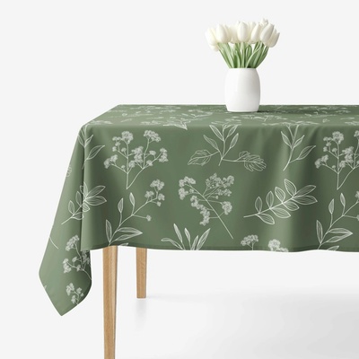 Goldea hranatý obrus 100% bavlnené plátno bylinkové lístky 100x100cm