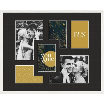 STYLER Рамка за 6 снимки Kyoto с черно паспарту 40 x 50 см бяла (RA-15122)