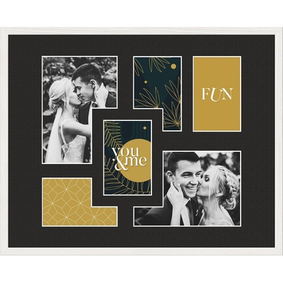 STYLER Рамка за 6 снимки Kyoto с черно паспарту 40 x 50 см бяла (RA-15122)