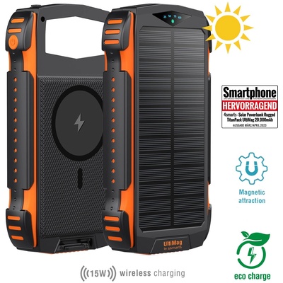4smarts Solar TitanPack UltiMag 20000mAh Power Bank - Черно (4S496560)