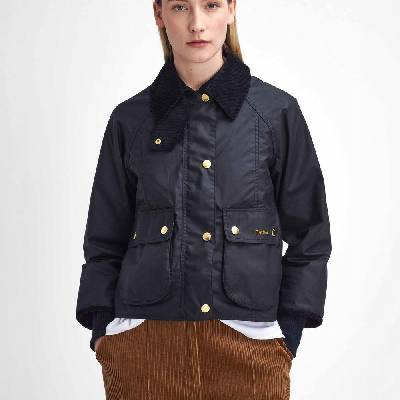 Barbour Cropped Beadnell Waxed Black