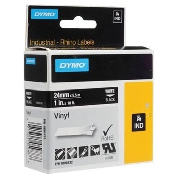 DYMO Rhino 1805432, 24mm x 5, 5m, бял печат/черен фон, оригинална лента (1805432)