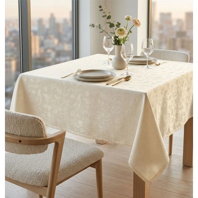 Forbyt Obrus polycotton Hradné kvety smotanový 130x160 cm obdĺžnik
