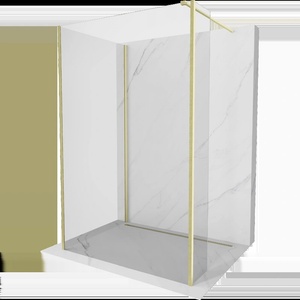 Mexen Kioto душ-кабина Walk-in 130 x 100 x 40 cm, прозрачна, златна четкана - 800-130-100-221-55-00-040 (800-130-100-221-55-00-040)
