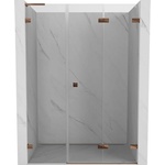 Mexen Lunar-F L сгъваеми душ врати десни 130 см, прозрачни, розово злато - 836SL-130-050-60-00-P (836SL-130-050-60-00-P)