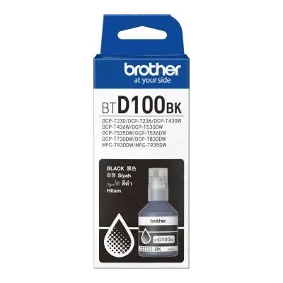 BROTHER БУТИЛКА МАСТИЛО ЗА BROTHER MFC-T930DW/DCP-T830DW/DCP-T730DW/DCP-T530DW/DCP-T430W/DCP-T230 - Ink Bottle - Black - PN BTD100BK (BT-D100BK) (201BRABTD100BK)