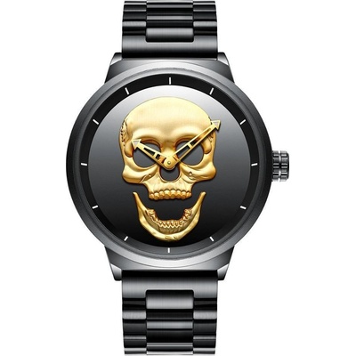 Biden Мъжки часовник Biden Skull, Неръждаема стомана, Златист (BIDEN-0063-STEEL-GOLD)
