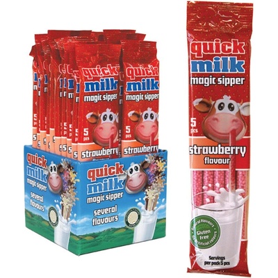 Amylon Quick Milk Magická brčka do mléka jahoda 5 x 6 g