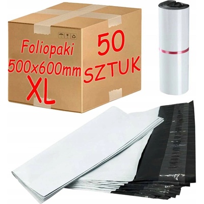 PAKO Plastové Obálky 500x600 mm XL pro balení, bílé - 50 ks