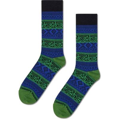 Чорапи Happy socks Bike jaquard crew socks - Green / Blue (Black)