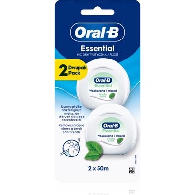 Oral-B Essential Floss Mint восъчен конец за зъби с вкус на мента 2x50 м