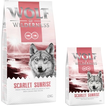 Wolf of Wilderness 12 + 2 подарък! 14 кг Wolf of Wilderness суха храна - Scarlet Sunrise, сьомга и риба тон