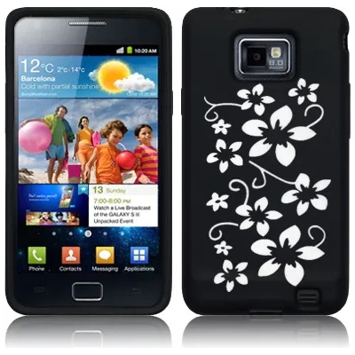 Samsung Galaxy S2 i9100 Flora Силиконов Калъф Черен + Протектор