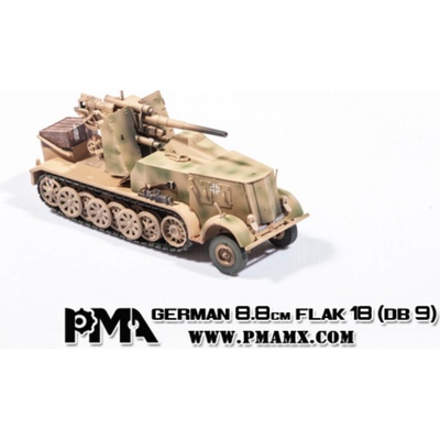 Blitz 72 PMA Sd.Kfz.8 DB9 with FlaK 18 88mm Anti-Aircraft Gun German Army Desert Camouflage 1:72