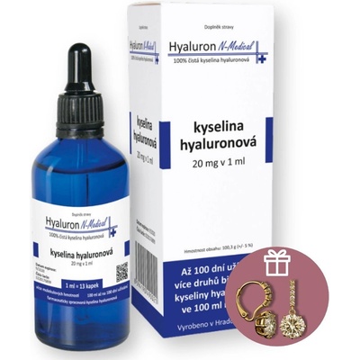 N-Medical 100% kyselina hyaluronová 100 ml + náušnice Swarovski