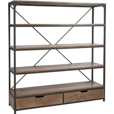 Policový regál / knihovna s kovovou kontrukcí Industrial - 178x45x190 cm - J-Line by Jolipa