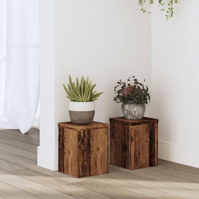 vidaXL Стойки за растения 2 бр старо дърво 15x15x20 см инженерно дърво (852895)