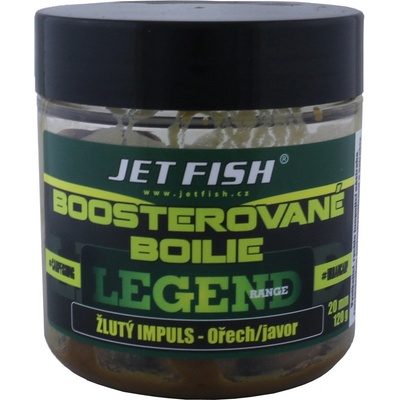 Jet Fish Legend Range Boostrované boilie 120g 20mm - ŽLUTÝ IMPULS OŘECH/JAVOR