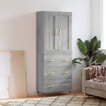 vidaXL Висок шкаф, сив сонома, 69, 5x34x180 см, инженерно дърво (3199735)