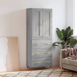 vidaXL Висок шкаф, сив сонома, 69, 5x34x180 см, инженерно дърво (3199735)