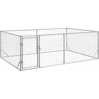 vidaXL Външна кучешка клетка с врата 3x2x1 м, поцинкована стомана (4105413)