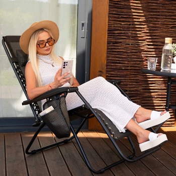 Zahradní polohovací křeslo SPRINGOS ZERO GRAVITY hnědé