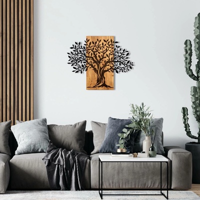 ASIR Dřevená dekorace na zeď STROM ŽIVOTA kov 72 cm