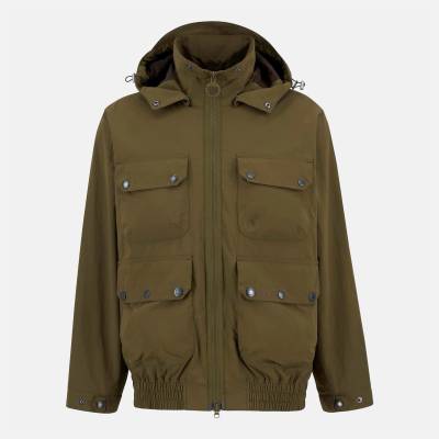 BARBOUR Men's Re Engineered Flight Bedale Showerproof Detachable Hood Rain Anorak - Beech OL55