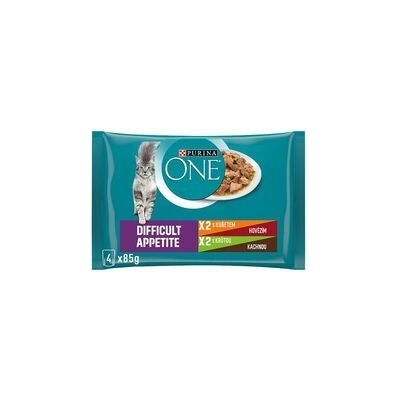 Purina ONE Difficult Appetite kuře hovězí s fazol / krůta a kachna s mrk.šť 4 x 85 g