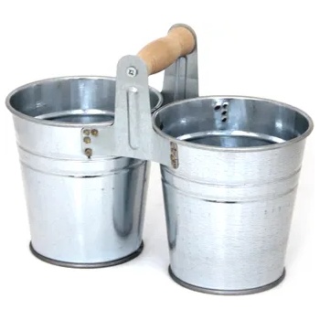 Horecano HORECANO-Поцинковани кофички 2-ка с дървена дръжка 11cm (5411-2) (0116129)