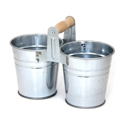 Horecano HORECANO-Поцинковани кофички 2-ка с дървена дръжка 11cm (5411-2) (0116129)