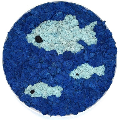Machový kruh - Modrá voda a rybičky Veľkosť rámu: 40cm