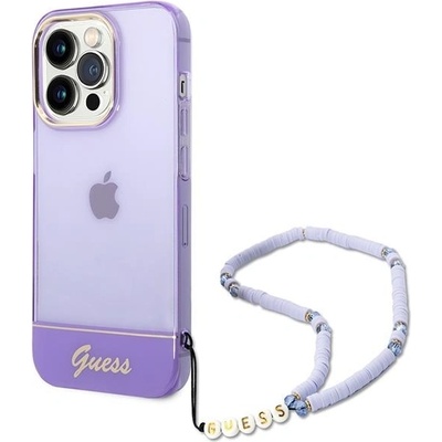 GUESS Кейс Guess GUHCP14XHGCOHU за iPhone 14 Pro Max 6.7", лилав / лилав, твърд, Translucent Pearl Strap (3666339064235)