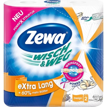 Zewa Wisch & Weg extra long двупластова кухненска ролка с декор 2бр с декор (ze008-9)