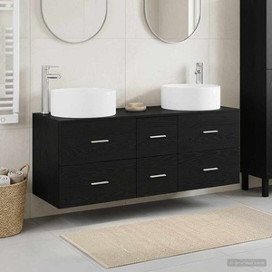 vidaXL Комплект мебели за баня 3 бр. Черно 49, 5 x 44, 5 x 65, 5 см (3405956)