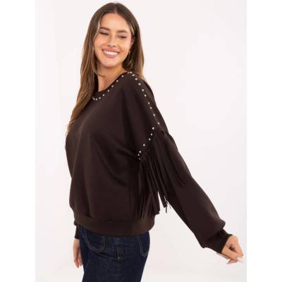 Rue Paris Sweatshirt-IT-BL-21731.85-dark brown modrá hnedá