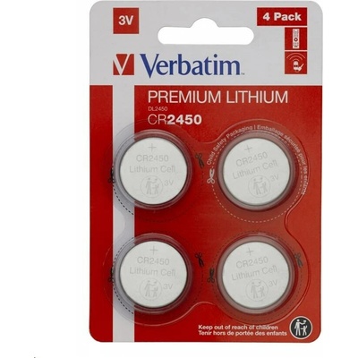 Baterie VERBATIM Lithium CR2450, 3V, 4 kusy v balení