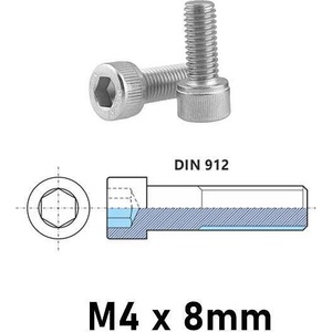 Two Trees Имбусен болт М4 x 8 - 40mm, Цинк, Din 912, 8.8 - 25 броя в пакет