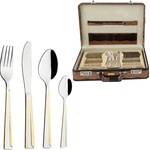 ZEPHYR Комплект прибори за хранене и сервиране zephyr zp 1510 aЕ gm, 72 части, Неръждаема стомана, Кожен куфар (1500120013) - topmall